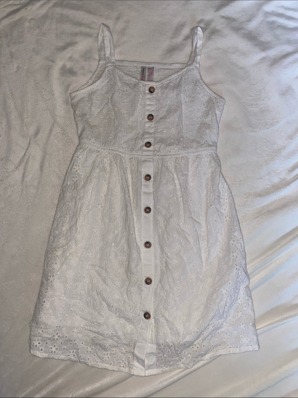 Girls sz 10 White Eyelet Button-Front Sundress